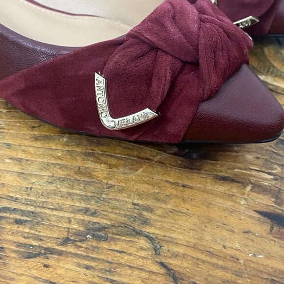 Antonio Melani Suede Pointed Toe Bow Comfort Flats in Burgundy, Women's Size 6.5 - Picture 13 of 17